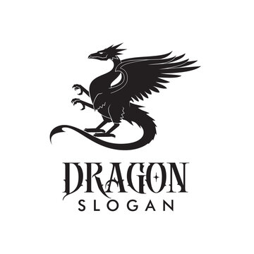 Dragon silhouette logo design vector image
