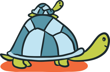 Cute Baby Turtle Doodle Illustration