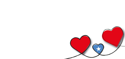 Drei Herzen mit der Flagge von Somalia