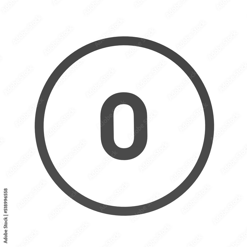Poster gray number 0 in a circle on a white background. numbers and numbers. numbering. rendering an image.