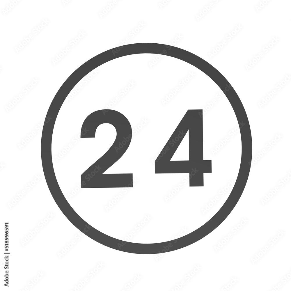 Poster gray number 24 in a circle on a white background. numbers and numbers. numbering. rendering an image