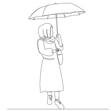 muslim woman under umbrella