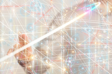 Neural network 3D illustration. Big data and cybersecurity