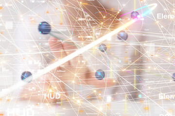 Global network. Blockchain. 3D illustration. Neural networks and artificial intelligence. Abstract