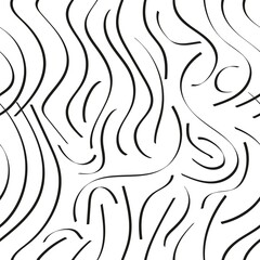 Seamless pattern of wavy lines, black and white abstract background