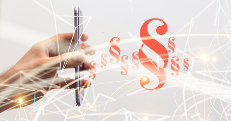 paragraph law sign digital in hand 3d
