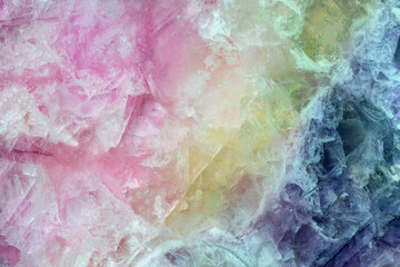 pink, yellow and blue fluorite texture macro