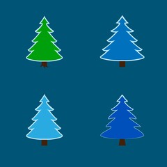 Silhouette design green, blue spruce on blue