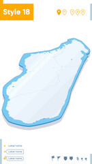 Madagascar - 3d map on white background with water and roads. Vector map with shadow.