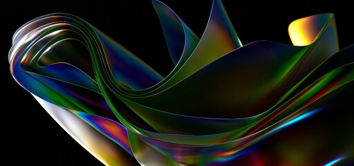3D render abstract background. Colorful twisted shapes in motion. Computer generated digital art for poster, flyer, banner