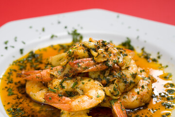 gambas al ajillo (shrimp with garlic) popular Spanish dish