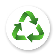 Recycle flat icon. Green gradient sign on white background. Best for print, package, mobile apps, social media and web design.