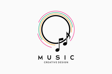 Music icon logo design or music symbol with creative creative concept in circle