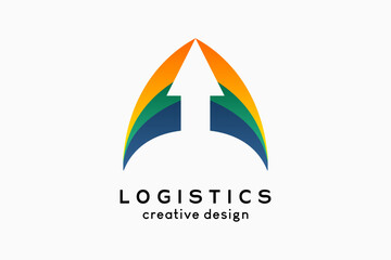 Logistics logo design, arrow icon with a creative and simple concept