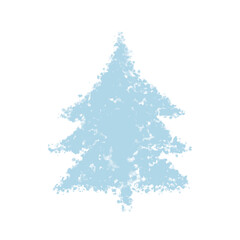 Cute Winter Holidays Vector Illustration with Pastel Blue Christmas Tree on a White Background. Lovely Christmas Card without Text. Cool Xmas Card.