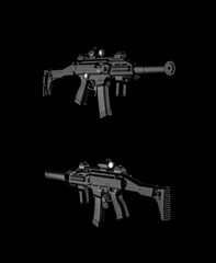 Modern automatic rifle isolated on black background. Weapons for police, special forces and the...