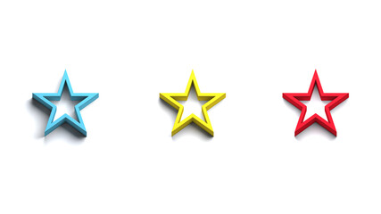 Fototapeta na wymiar Three Stars blue, yellow, red colors web symbol. 3D icon back to school theme banner
