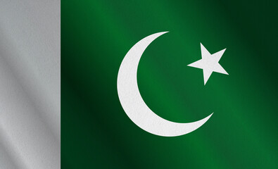 Pakistan national flag background with fabric texture. Flag of the Islamic Republic of Pakistan. Grunge paper flag..