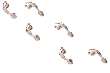 Collage of human footprints in a row.
