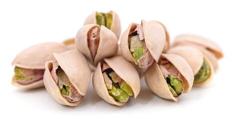Bunch of pistachios in shell.