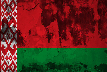 belarus flag in cracks. crisis concept