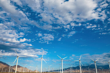 Fototapeta premium Windmills providing clean energy in the desert outside of Palm Springs