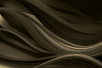 Abstract dark brown wave strip line paper horizontal background.