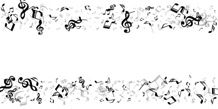 Music notes flying vector background. Melody