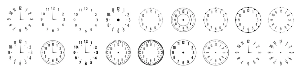 Deurstickers Mechanical clock face template set. Vector icon © 4zevar
