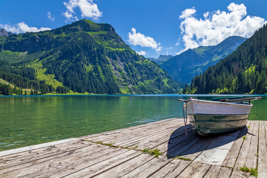 Vilsalpsee - Boot - Steg - Alpen - Tannheimer Tal