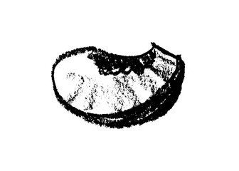 Peach symbol isolated. Black hand drawn nectarine sketch drawing. Stencil style icon of plum illustration for baby food logo, juice label design, prune sign, fruity packaging. Vector apricot insignia.