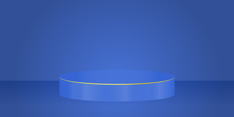  Round podium blue   background of abstract product scene cosmetic display or empty modern beauty stage platform 3d stand and minimal light pedestal natural presentation on blank studio backdrop