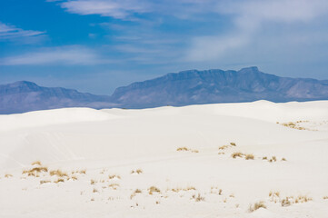 beautiful color and lights of  White Sands National  Parks under a beautiful blue sky, New Mexico