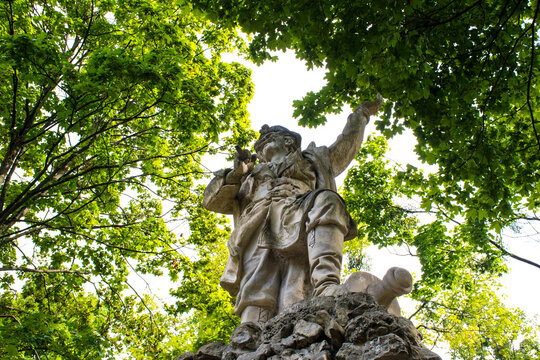 Lviv, Ukraine - July 10, 2022: Memorial for Wojciech Bartosz Glowacki, Polish national hero. Built by sculptors Julian Markowski and Hryhoriy Kuznevych in 1906