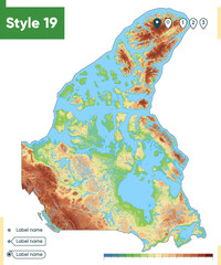 Canada - high detailed physical map. Vector map. Dem map.