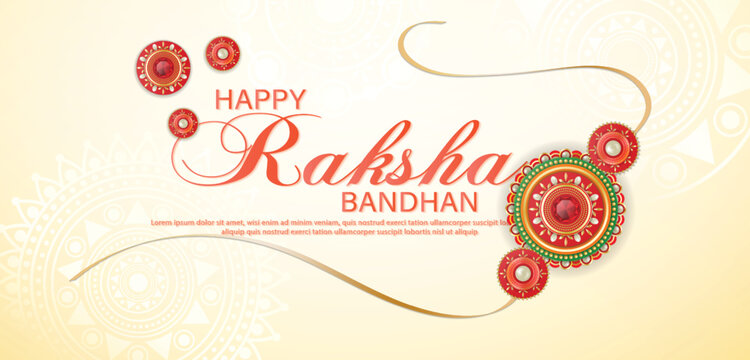 Happy raksha bandhan ceremony banner template design with decorative rakhi.