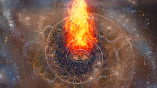 Time spiral and burning all seeing eye in space