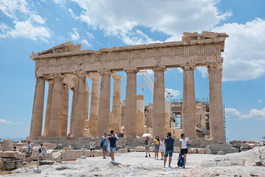 Athens, Greece / July 2022: The archaeological site of the Acropolis of Athens.	The Parthenon