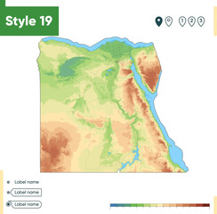 Egypt - high detailed physical map. Vector map. Dem map.
