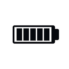 Battery icon black color isolated on white background for phone, digital technology process, web design. Vector 10 eps
