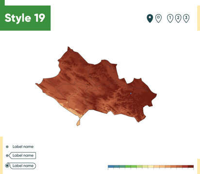 Lorestan, Iran - high detailed physical map. Vector map. Dem map.