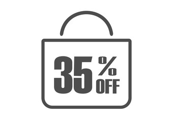 35% Off. Banner for products and services. Shopping bag vector.