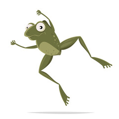 funny illustration of a jumping cartoon frog