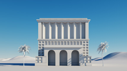 Fototapeta premium Building entrance with palm trees