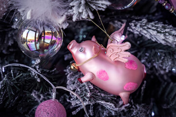 Pink pig funny Christmas tree bauble decoration