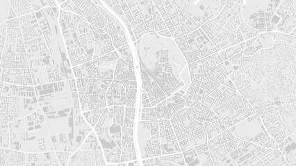 White and light grey Graz City area vector background map, roads and water cartography illustration.