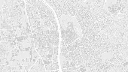 Fototapeta premium White and light grey Graz City area vector background map, roads and water cartography illustration.