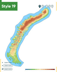 Arkhangelsk Region Part 02, Russia - high detailed physical map. Vector map. Dem map.