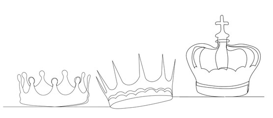 crown drawing by one continuous line vector