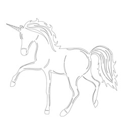 unicorn sketch on white background outline isolated